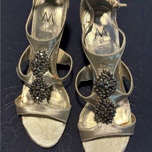 M Silver Embellished Women's Heels